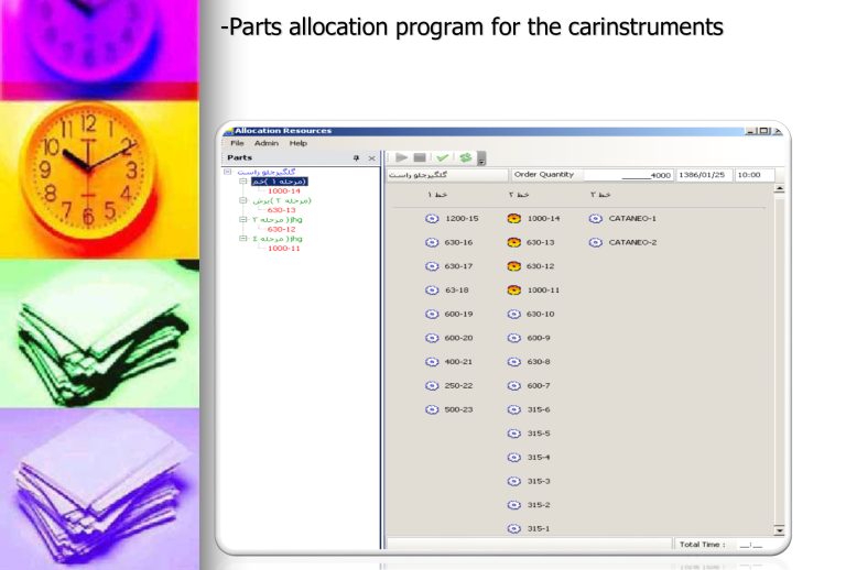 Work sample: Parts allocation program for car instruments