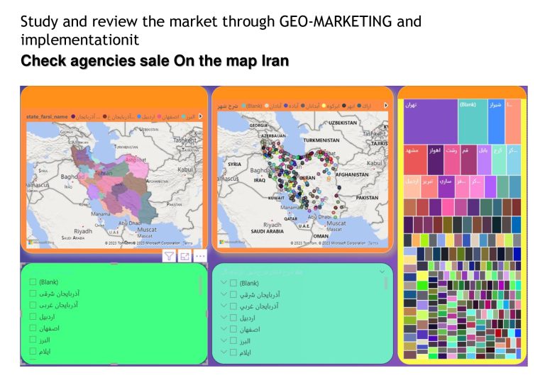 Work sample: Geo-marketing market study checking agency sales on a map of Iran